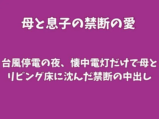 秘密な同人作品!台風停電の夜、懐中電灯だけで母とリビング床に沈んだ禁断の中出し【欲望愛着】
